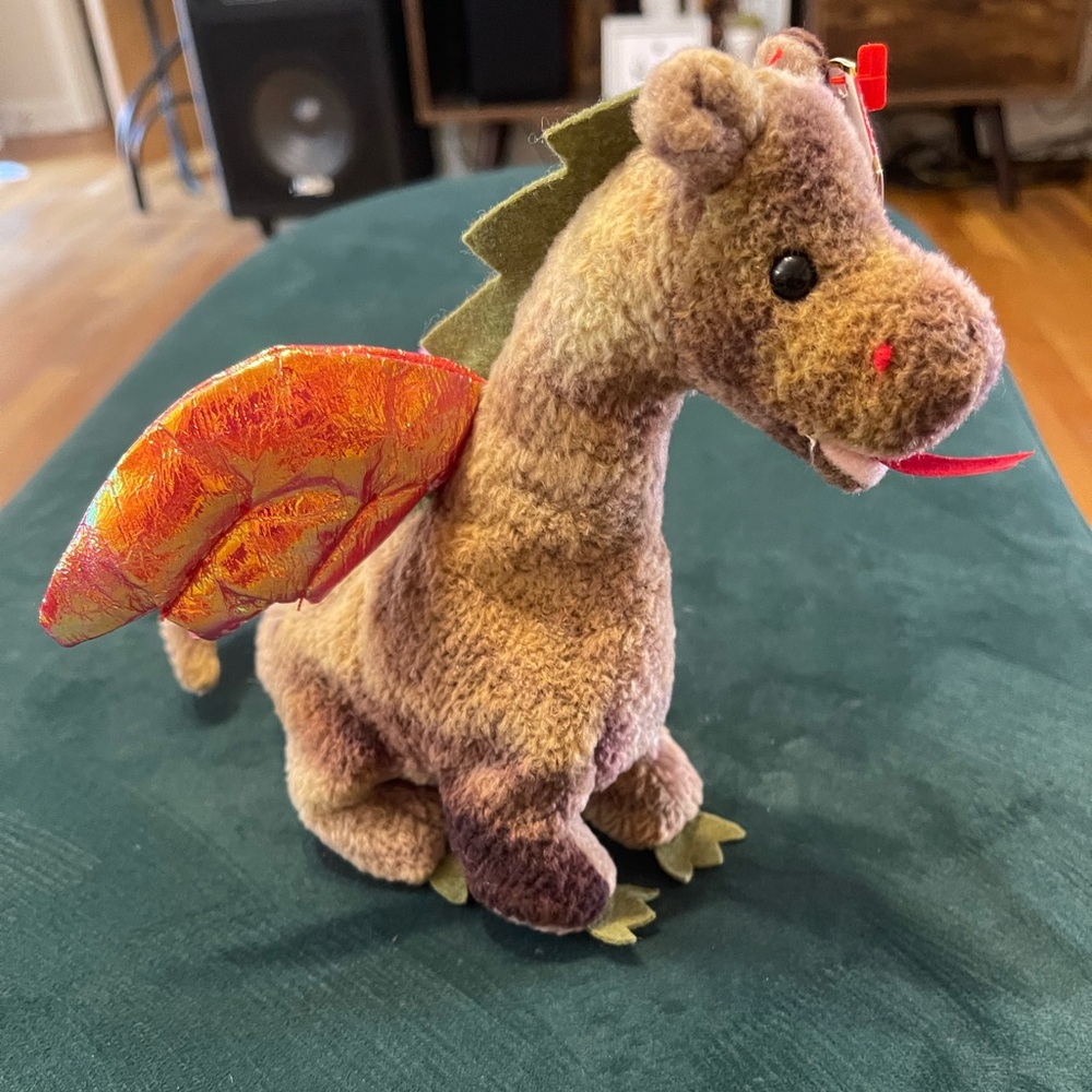 Ty Plush Dragon with Vibrant Orange Wings